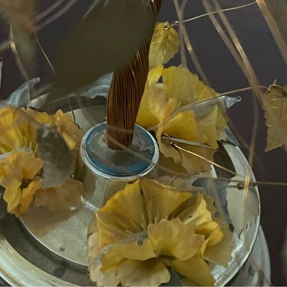 Vintage MCM Copper Wire Gold Leaves Dream Wish Tree Music Box - Picture 6 of 11